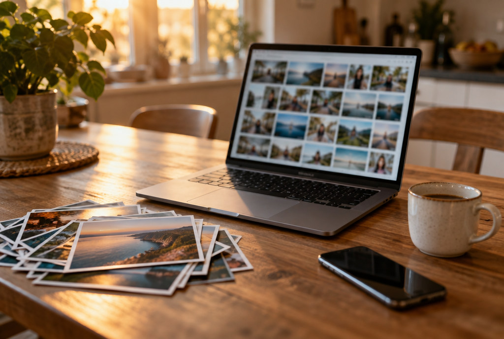 Sorting family photos: the machine organizes them, nobody reads anything, and the bill is divided by twenty