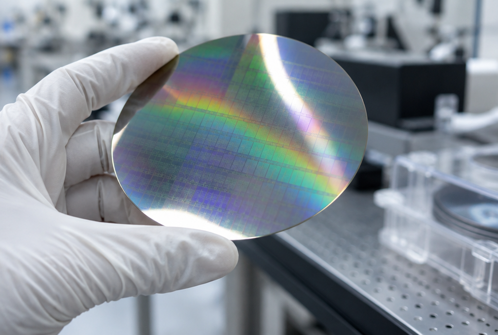 A silicon wafer coming off a normal production line, the one that already makes the chips in your car