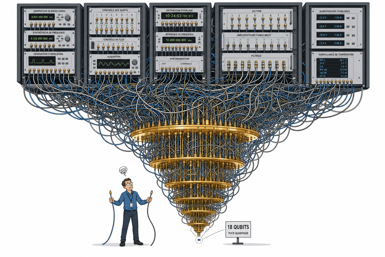 Le vrai problème des ordinateurs quantiques, ce n'était pas les qubits, mais les câbles