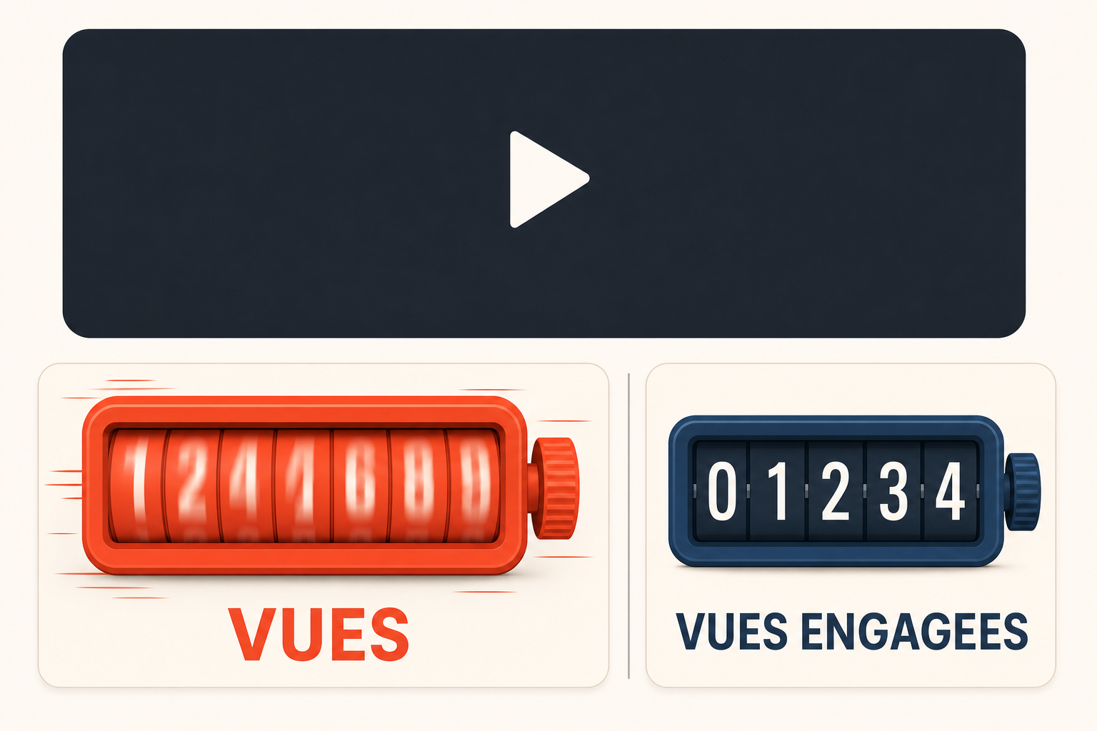 Deux compteurs, celui des vues et celui des vues engagees